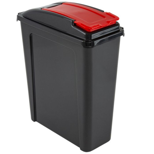Recycle It Slimline Bin with Lid 25 Litre (H51 x W19 x D40cm) - Red