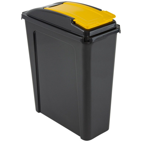 Recycle It Slimline Bin with Lid 25 Litre (H51 x W19 x D40cm) - Yellow