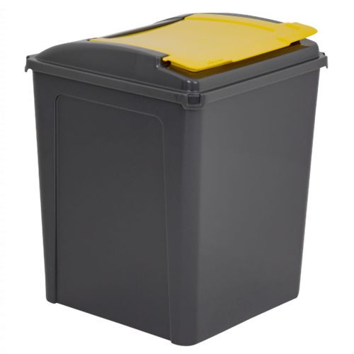 Recycle It Bin with Lid 50 Litre (H51 x W40 x D40cm) - Yellow