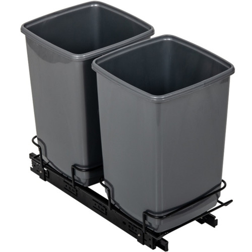 Addis Set of 2 In-Cupboard Bins 10 Litre (H37 x W19 x D43.5cm) - Silver