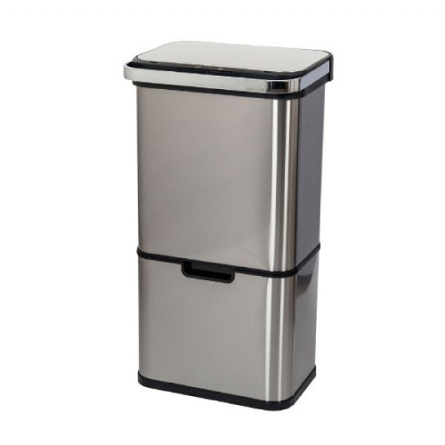 Addis 4 Compartment Recycling Hub Bin 50 Litre (H89 x W48 x D41cm) - Stainless Steel