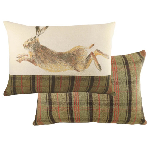 Evans Lichfield Hunter Leaping Hare Rectangular Cushion Sand 40 x 60cm - Polyester Filled