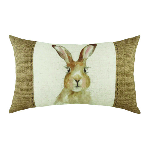 Hessian Hare Polyester Rectangular Cushion 30 x 50cm