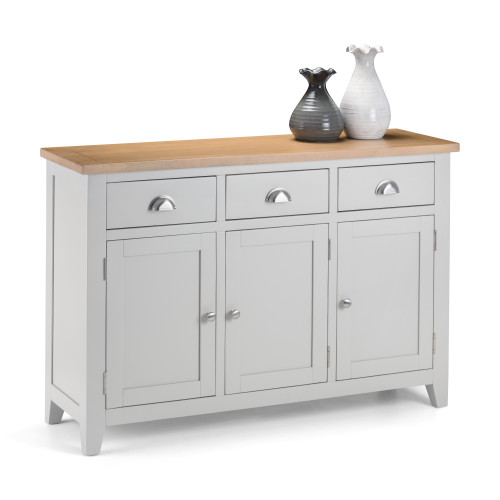 Richmond Elephant Grey 3 Door 3 Drawer Sideboard (D40 x W128 x H86cm)