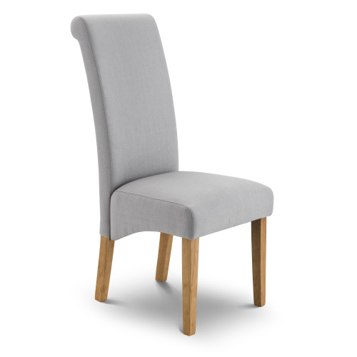 Set of 2 Rio Shale Grey Linen Dining Chairs (D68 x W48 x H105cm)