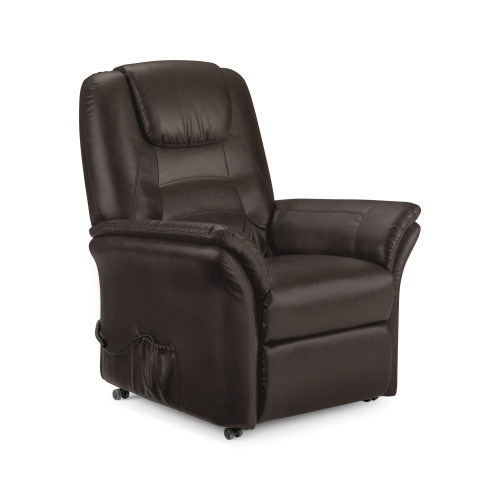 Riva Brown Faux Leather Rise and Recline Chair (D89 x W84 x H109cm)