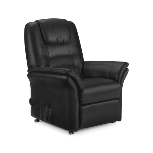 Riva Black Faux Leather Rise and Recline Chair (D89 x W84 x H109cm)