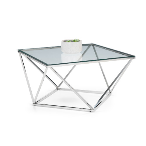 Riviera Stainless Steel with Tempered Glass Top Coffee Table (D80 x W80 x H45)