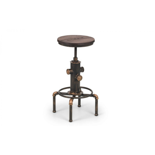 Rockport Elm with Black and Brushed Copper Metal Bar Stool (D45 x W45 x H78)