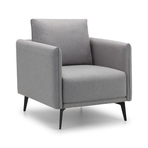 Rohe Platinum Grey Wool Effect Fabric with a Black Leg Finish Chair (D84 x W77 x H91)