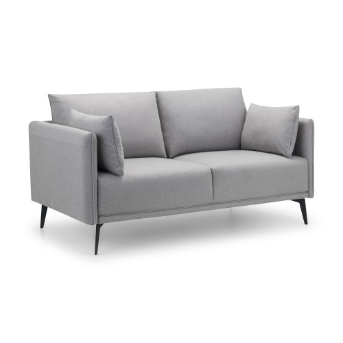 Rohe Platinum Grey Wool Effect Fabric with a Black Leg Finish 2 Seater Sofa (D84 x W169 x H91)