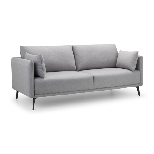 Rohe Platinum Grey Wool Effect Fabric with a Black Leg Finish 3 Seater Sofa (D84 x W209 x H91)