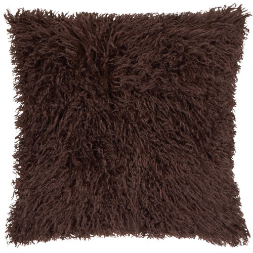 Furn Rowan Faux Fur Polyester Filled Cushion 50 x 50cm - Chocolate
