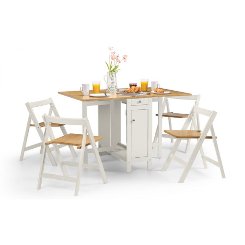 Savoy White and Natural Oak Dining Set (D80 x W120 x H76cm)