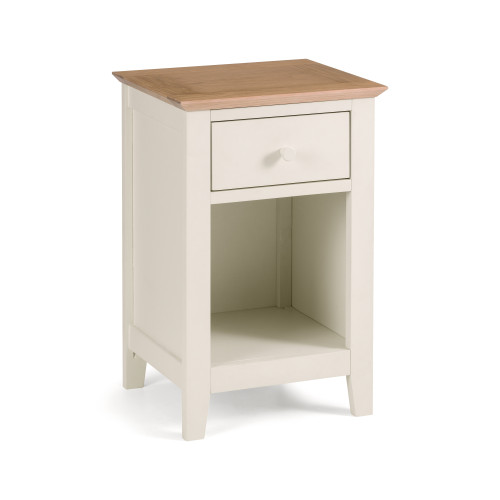 Salerno Ivory and Oak 1 Drawer Bedside (D35 x W40 x H60cm)