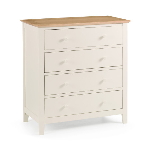 Salerno Ivory and Oak 4 Drawer Chest (D40 x W80 x H84cm)