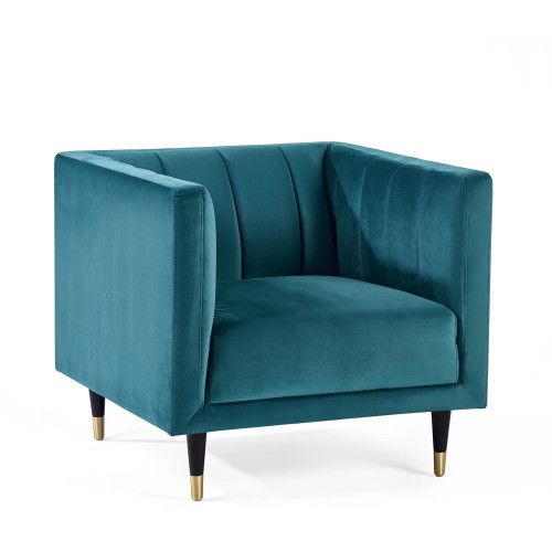 Salma Teal Velvet Chair (D86 x W84 x H75cm)