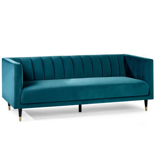 Salma Teal Velvet 2 Seater Sofa (D86 x W205 x H75cm)