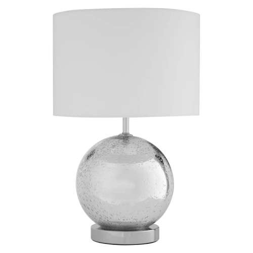 Naomi White Fabric Shade Spherical Glass Table Lamp (H47 x W30 x D30cm)