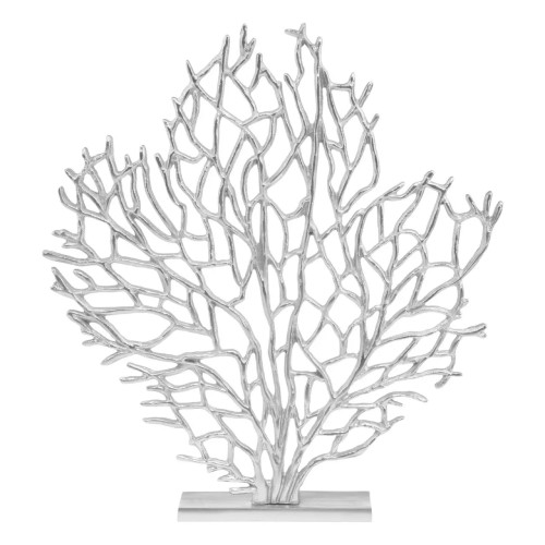 Large Silver Nickel Finish Coral Sculpture (D8 x W50 x H53cmÂ )