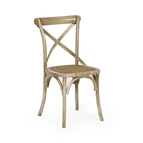 Set of 2 Satie Lined Oak Rattan Dining Chairs (H89 x W48.5 x D51cm)