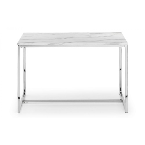 Scala White Marble and Chrome Finish Rectangular Dining Table (D80 x W120 x H76cm)