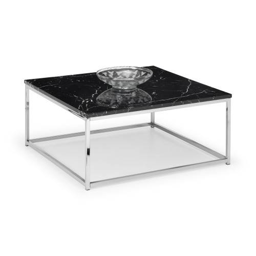 Scala Chrome Base with a Black Marble Finish Coffee Table (D90 x W90 x H40)
