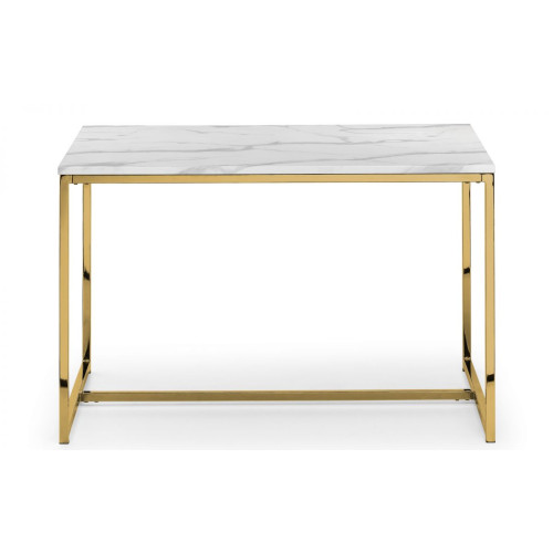 Scala White Marble and Gold Finish Rectangular Dining Table (D80 x W120 x H76)