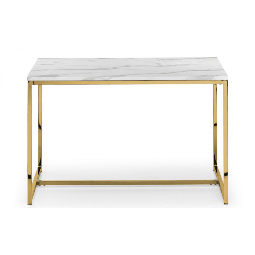 Scala White Marble and Gold Finish Rectangular Dining Table (D80 x W120 x H76cm)