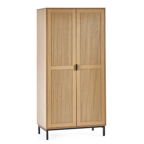 Sia Slatted Wood 2 Door Wardrobe (D56 x W90 x H190cm)