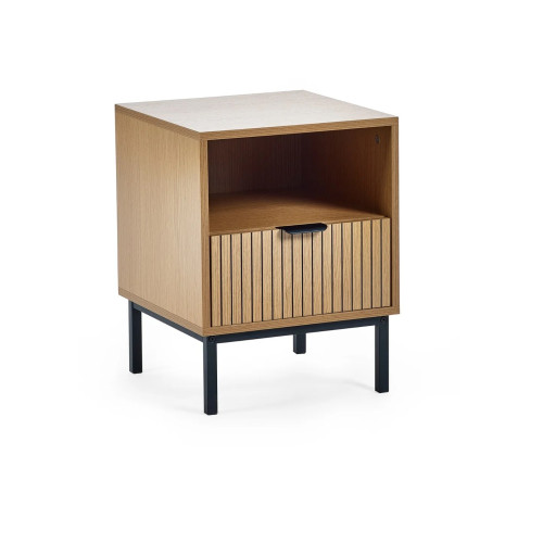 Sia Slatted Wood Side Table (D40 x W40 x H52cm)