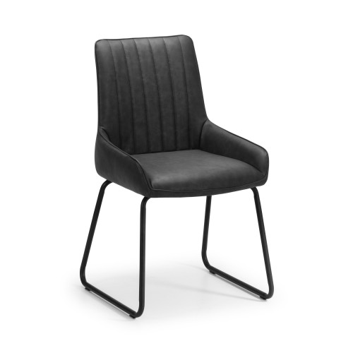 Soho Black Faux Leather Dining Chair (D59 x W50 x H86cm)