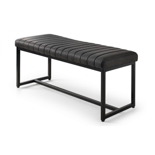 Soho Black Faux Leather Bench (D40.5 x W121 x H47cm)