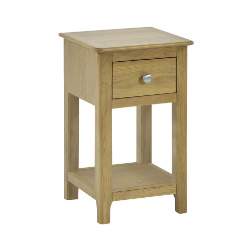Somerset Oak Compact 1 Drawer Bedside Table with Shelf (H57.5 x W34 x D35cm)
