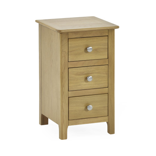Somerset Oak Compact 3 Drawer Bedside Table (H57.5 x W34 x D35cm)