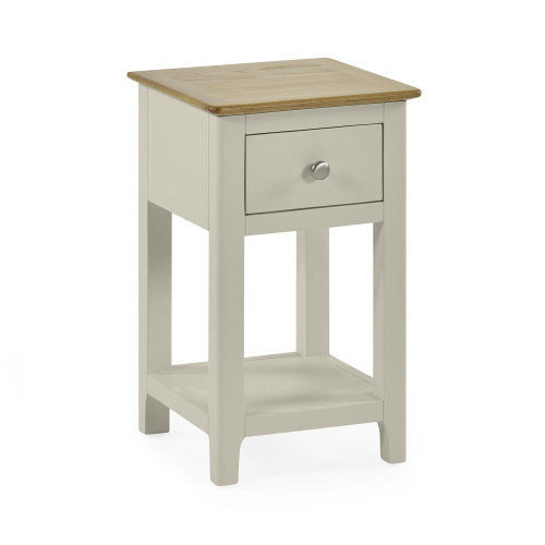 Somerset Truffle Grey and Oak Compact 1 Drawer Bedside Table with Shelf (H57.5 x W34 x D35cm)