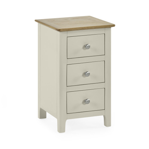 Somerset Truffle Grey and Oak Compact 3 Drawer Bedside Table (H57.5 x W34 x D35cm)