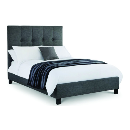 Sorrento Slate Grey Linen High Headboard Bed - Super King (D215 x W191 x H132cm)