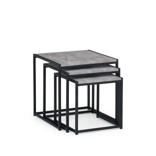 Staten Concrete Finish and Black Steel Nest of 2 Tables (D45 x W45 x H45)