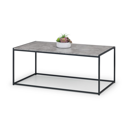 Staten Concrete Finish and Black Steel Coffee Table (D60 x W110 x H45)