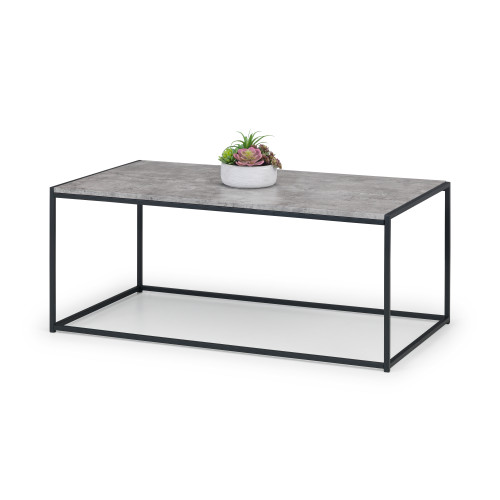 Staten Concrete Finish and Black Steel Coffee Table (D60 x W110 x H45cm)