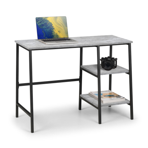 Staten Concrete Finish and Black Steel Desk (D45 x W104 x H72cm)
