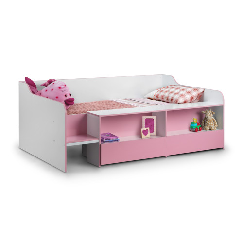 Stella White and Pink Low Sleeper Bed - Single (D122 x W196 x H75cm)