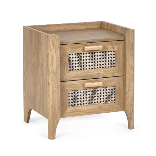 Sydney Natural Oak 2 Drawer Bedside (D41 x W50 x H55cm)