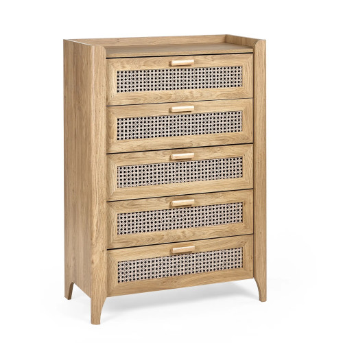 Sydney Natural Oak 5 Drawer Chest (D41 x W80 x H120cm)