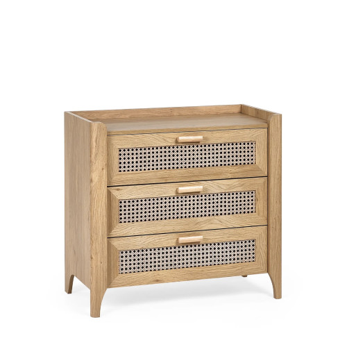 Sydney Natural Oak 3 Drawer Chest (D41 x W80 x H75cm)