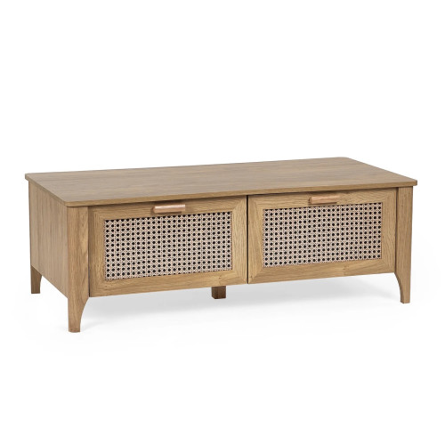 Sydney Natural Oak Coffee Table with 2 Drawers (D60 x W120 x H42cm)