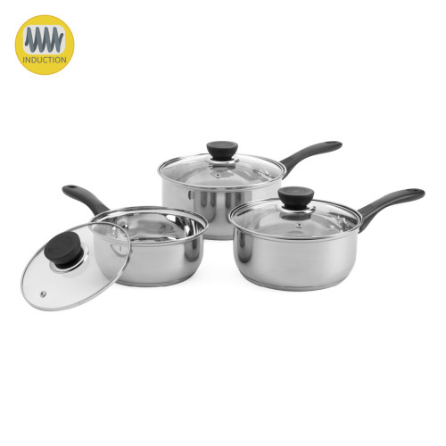 Progress Induction Stainless Steel 3 Piece Saucepan Set