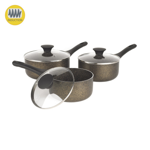 Russell Hobbs Crystaltech Pressed 3 Piece Saucepan Set