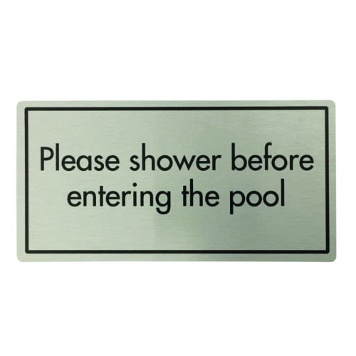 Metal Adhesive Entering Pool Sign 20 x 10cm (Box of 5)